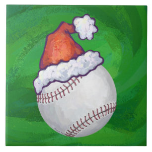 Carreau Baseball à Santa Hat sur Green