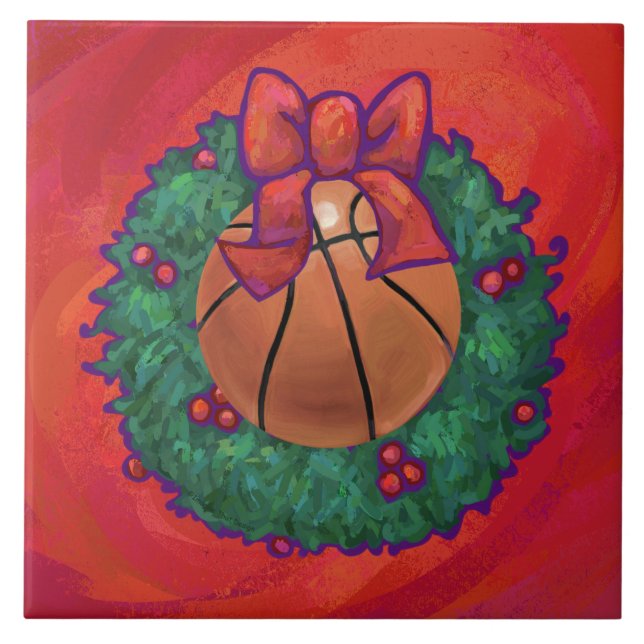 Carreau Basket-ball à l'intérieur de la couronne de Noël (Devant)