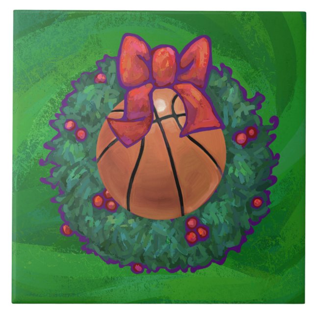 Carreau Basket-ball en couronne de Noël (Devant)