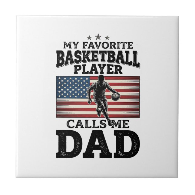 Carreau Basketball Dad Patriotic Vintage Engraving T-Shirt (Devant)