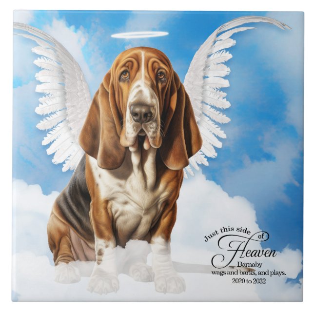 Carreau Basset Hound Angel Dog Personnalisé Pet Memorial (Devant)
