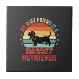 Carreau Basset Retriever Rétro Coucher de soleil Chien