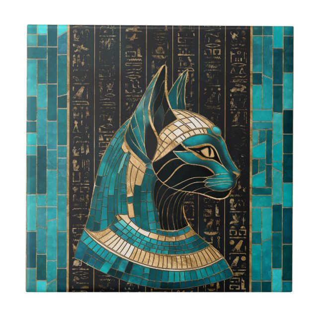 Carreau Bastet, déesse chatte égyptienne - Art mosaïque (Devant)