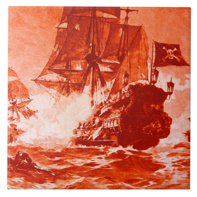 Carreau BATAILLE DE BATEAU EN rouge (Devant)