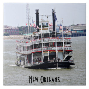 Carreau Bateau à  vapeur sur le fleuve Mississippi