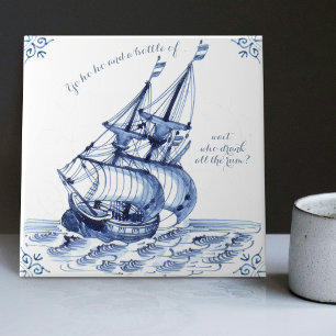 Carreau Bateau à voile Delft Blue Dutch Style Frigate Scho