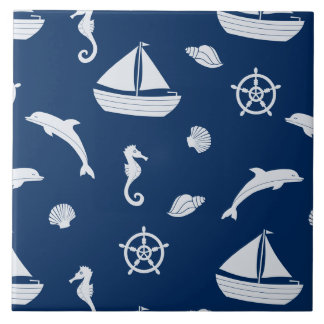 Carreau Bateau à voile et Motif Marine Life