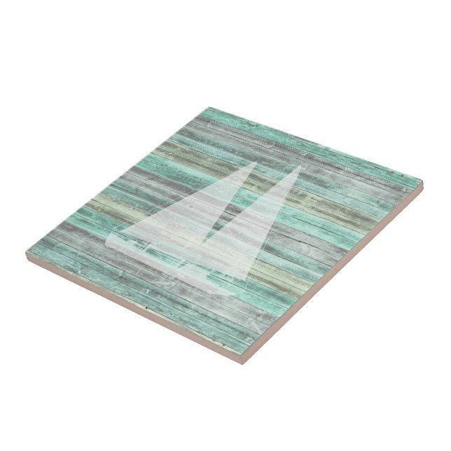 Carreau Bateau à voile rustique à déco côtière (Côté)