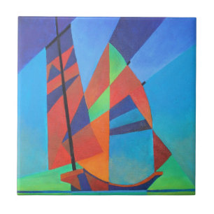 Carreau Bateau Abstrait Art Junk contre Deep Blue Sky