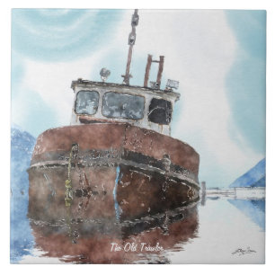 Carreau Bateau de pêche 4 aquarelle Art 6" Carrelage décor