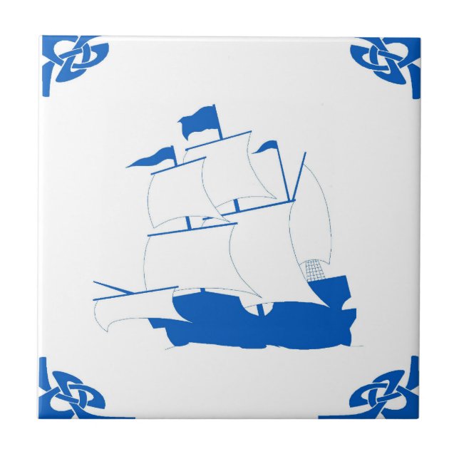 Carreau Bateau néerlandais bleu (Devant)