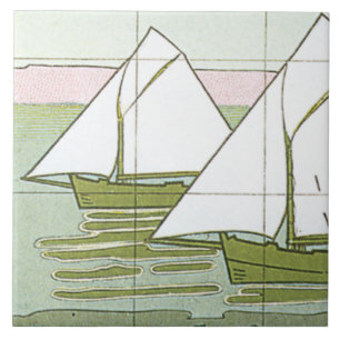Carreau Bateaux à voile vintages Nautique Pastel Art Carre