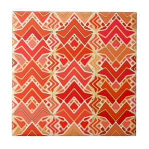 Carreau Batik tribal en mandarin et orange clair