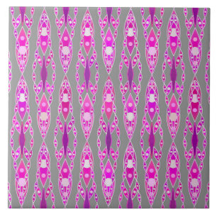Carreau Batik Tribal - Rose Fuchsia, Violet et Gris