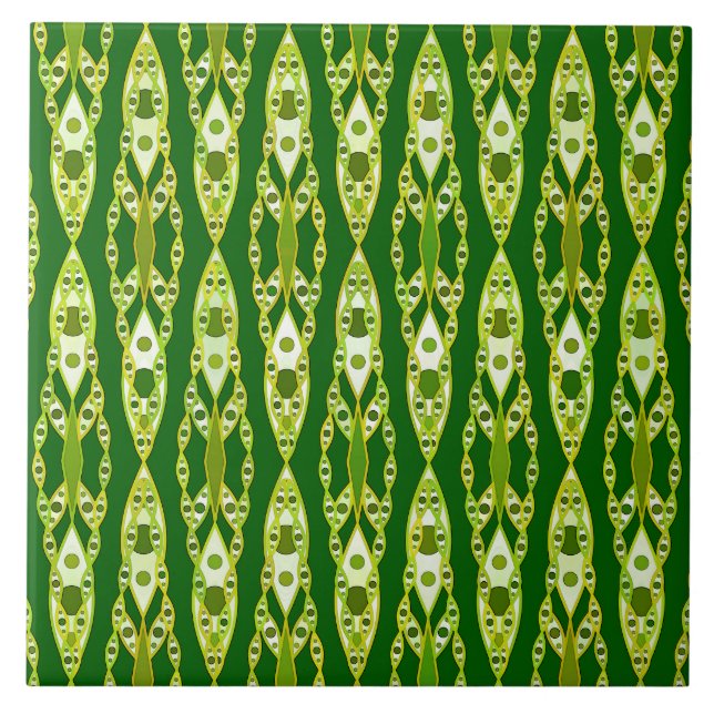 Carreau Batik tribal - vert-foncé et avocat (Devant)