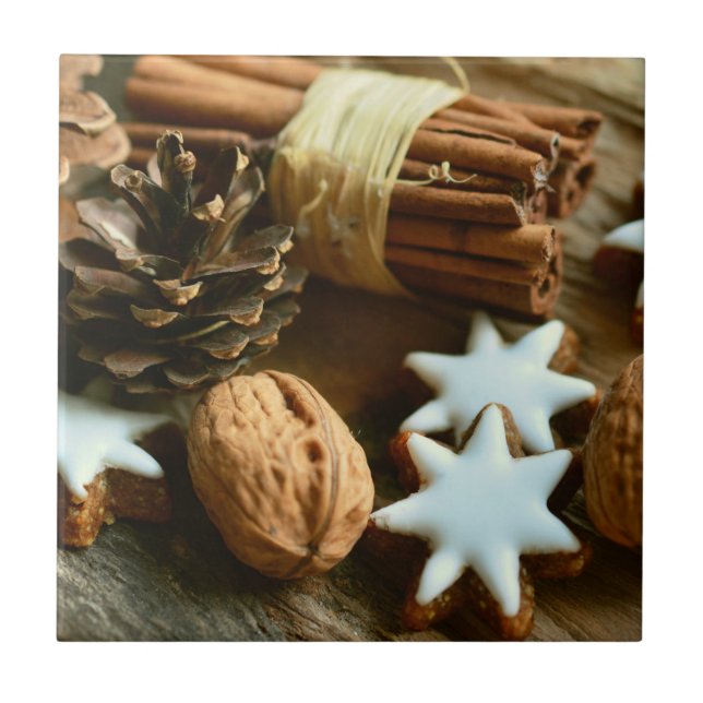 Carreau Bâtons et étoiles de cannelle de Noël (Devant)