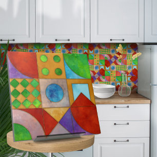 Carreau Bauhaus Aquarelle géométrique N4 abstrait