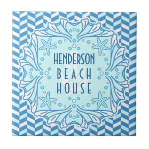 Carreau Beach House Art Deco Shell et Herringbone Custom