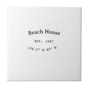 Carreau Beach house et. Date année coordonnées personnalis