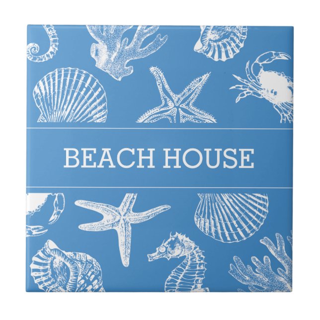 Carreau Beach House Sea Animaux Dessins Carrelage céramiqu (Devant)