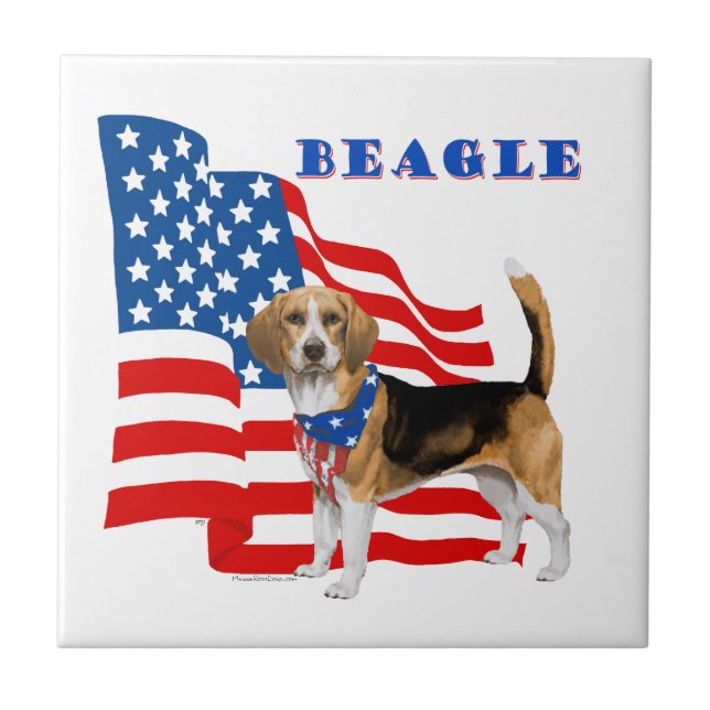 Carreau Beagle avec drapeau américain (Devant)