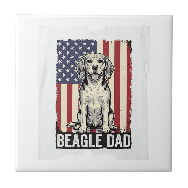 Carreau Beagle Dad Patriotic Vintage Dog Shirt Design_1 (Devant)
