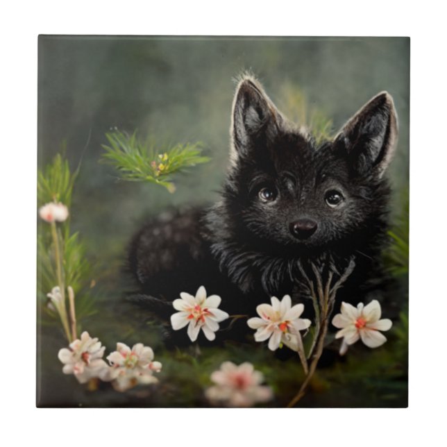 Carreau Beau animal sauvage à fleurs (Devant)