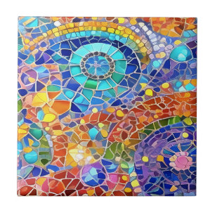 Carreau Beau arc-en-ciel Abstrait Faux mosaïque art