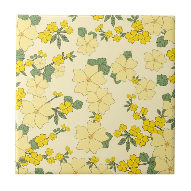 Carreau Beau art floral jaune (Devant)