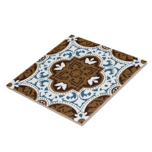 Carreau 🤍 🤎 Beau Azulejos blanc et marron, V