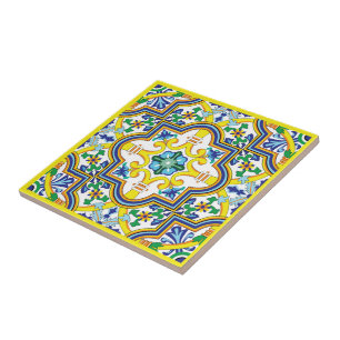 Carreau 💛 💙 💚 Beau bleu et jaune Azulejos