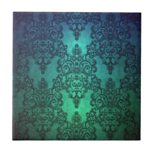 Carreau Beau bleu turquoise bleu vert Damask