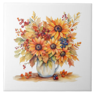 Carreau Beau bouquet de tournesols et de baies automnales