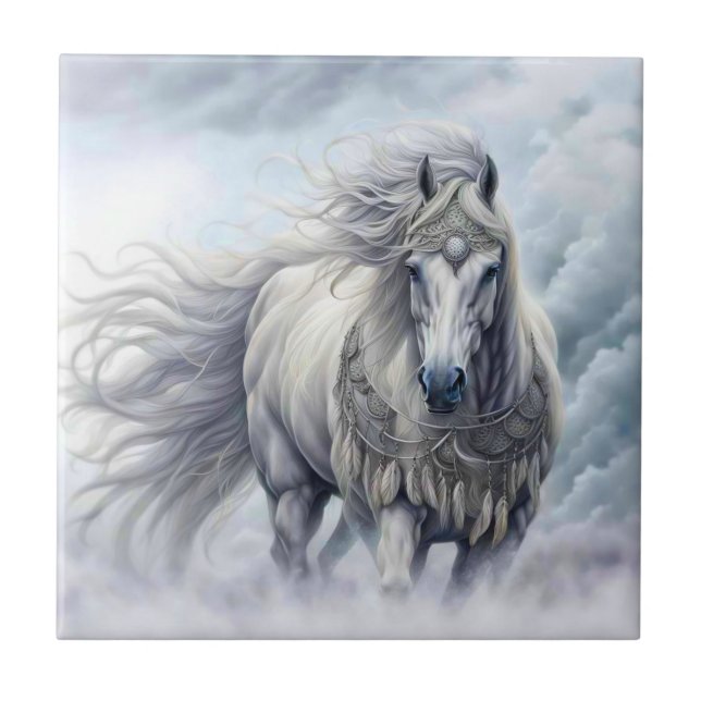Carreau Beau Cheval Blanc Tribal (Devant)