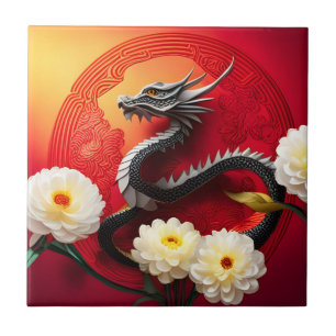 Carreau Beau Dragon chinois Nouvel An 2024 CerT