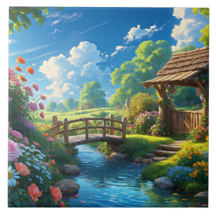 Carreau Beau été, illustration colorée,