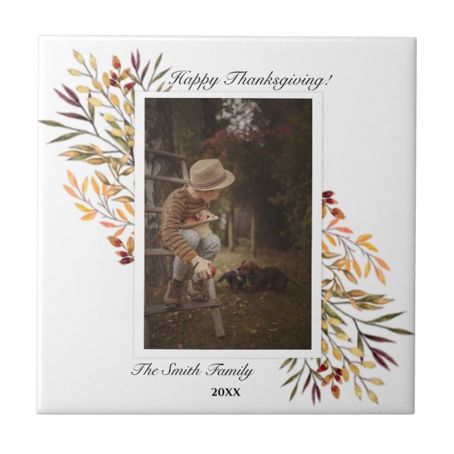 Carreau Beau feuillage d'automne Thanksgiving Photo (Devant)