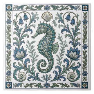 Carreau Beau Hippocampe Vintage Ornementé Vie Marine