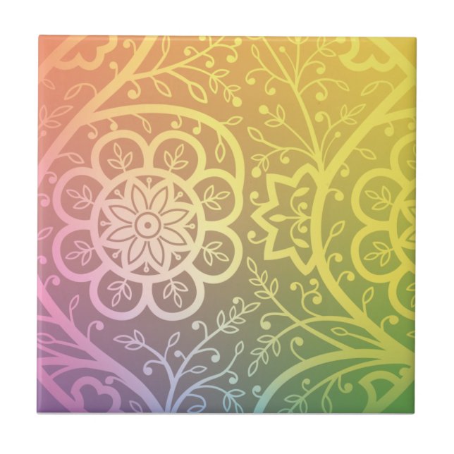 Carreau Beau motif floral indien (Devant)