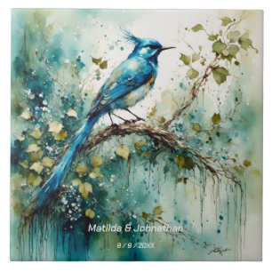 Carreau Beau Oiseau Bleu. Noms et Mariage Date modifiable
