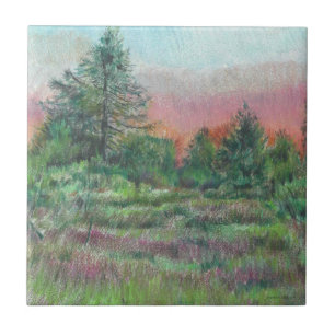 Carreau Beau Paysage Art Arbres Pink Sky Night