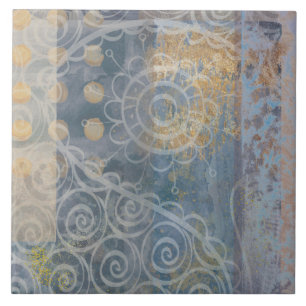 Carreau Beau style loft industriel marron bleu motif