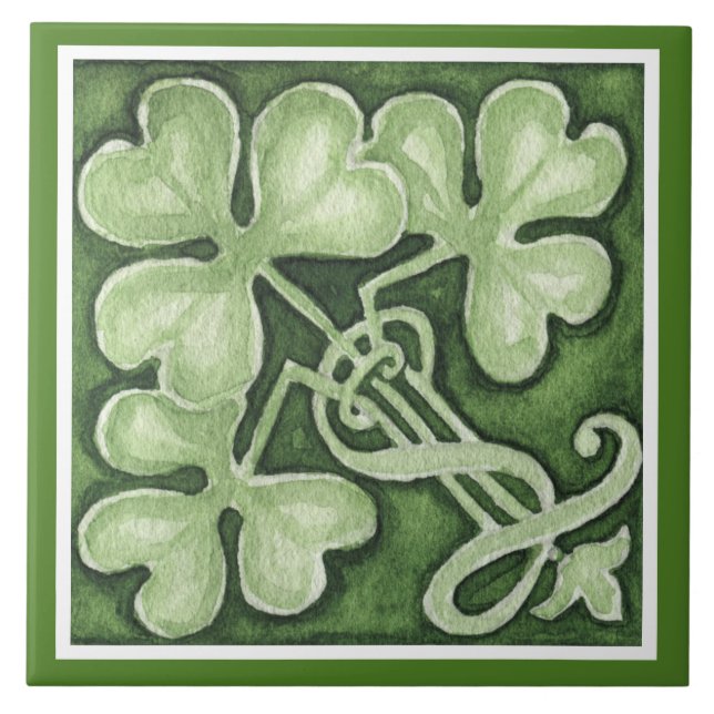 Carreau Beau Trèfle Vert Shamrock Irlandais Celtique (Devant)