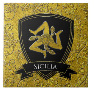 Carreau Beau Trinacria sicilien fleuri