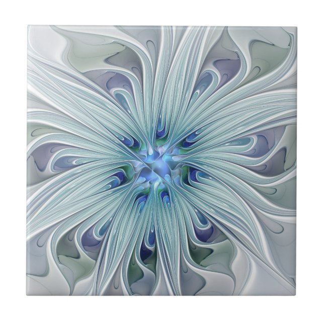 Carreau Beauté florale Abstraite moderne Blue Pastel Flowe (Devant)