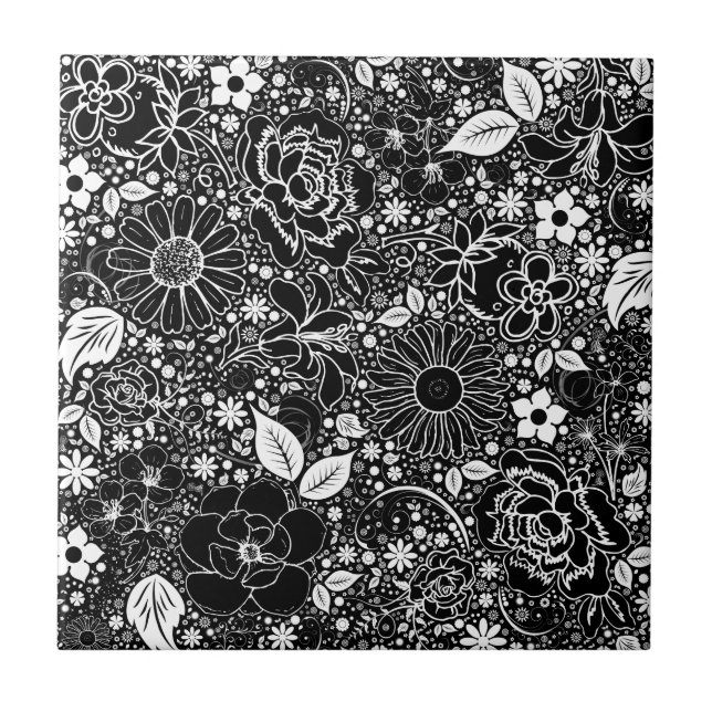 Carreau Beautés botaniques Noir et Blanc (Devant)