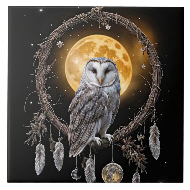Carreau Beautiful Bohemian Dreamcatcher Owl (Devant)
