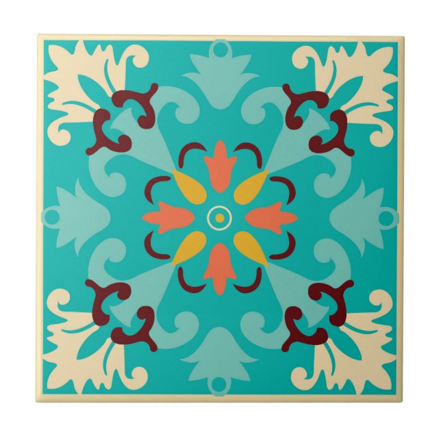 Carreau 💚 Beautiful mint and yellow Azulejos (Devant)