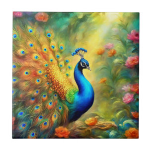 Carreau Beautiful Peacock in Garden Bird 98