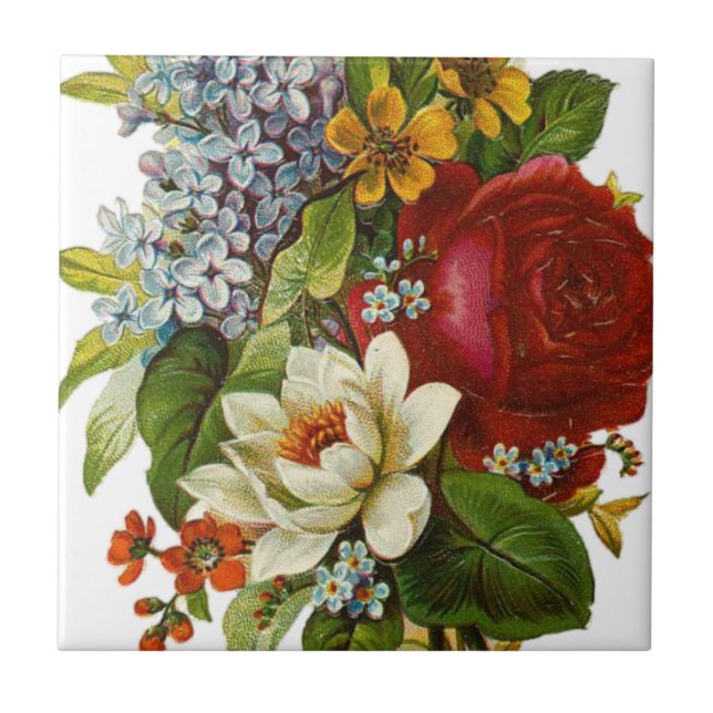 Carreau Beautiful Romantic Summer Bouquet with Red Rose (Devant)